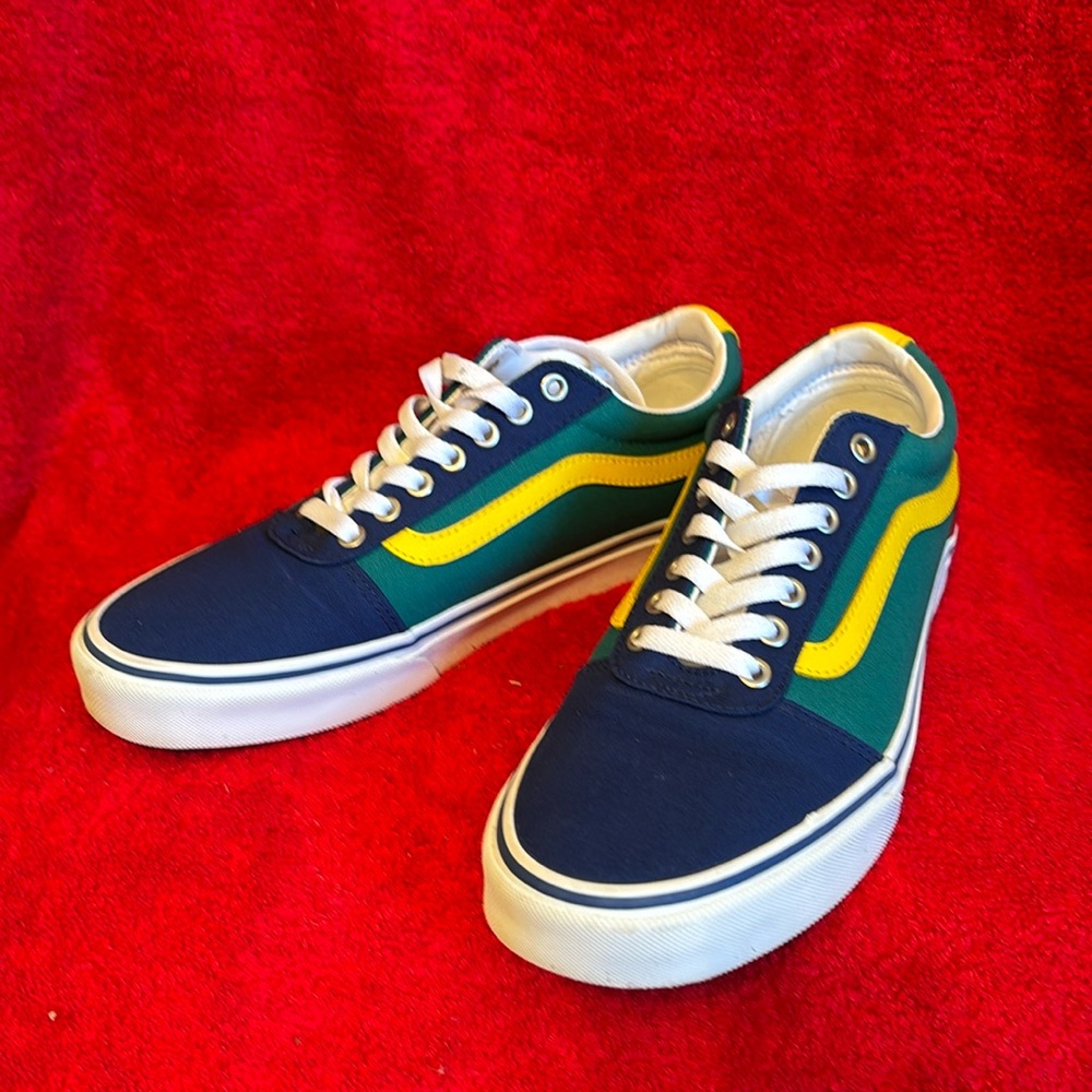 Vans Mens Ward Canvas Sneaker Sport True Blue Red Green Parasailing SIZE 9